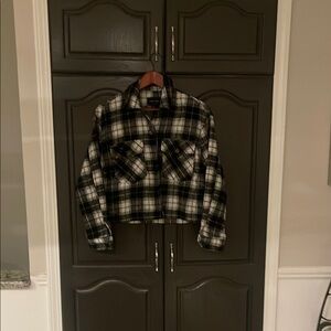 Love Tree Black and White Plaid Bomber Jacket